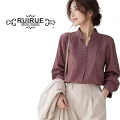 RUIRUE BOUTIQUE ハイネック ピンタックブラウス チョーカー風のサムネイル