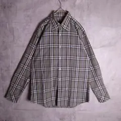 BURBERRY BLACK LABEL カーキ シャツ L ノバチェック 刺繍