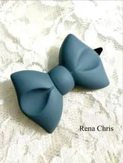 【H36】Rena Chris リボンヘアクリップ グレーのサムネイル