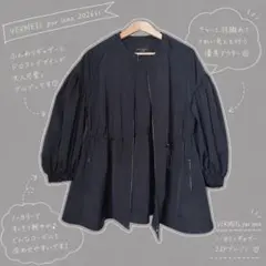 VERMEIL par iena ノーカラーギャザーZIPブルゾン ネイビーのサムネイル