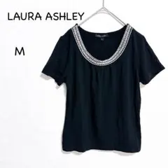 ローラアシュレイ 半袖カットソー M ブラック ビジュー きれいめ 上品のサムネイル