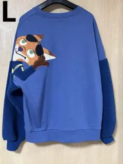 【新品】ズートピア　ニック　手つなぎ　トレーナー　ボア　ディズニー　コーデ　L