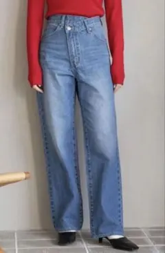 LOWRYS FARM CONE アシメデニムパンツ　L ハイウエスト　ワイド