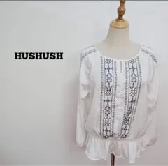 ★美品★ HUSHUSH ハッシュアッシュ 幾何学模様ギャザーブラウス 長袖