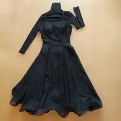 社交ダンス衣装　ブラック　スパンコール付き　ロングドレス