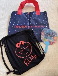 レピピアルマリオのショッパー、エルモの布巾着、スティッチのミニうちわのサムネイル