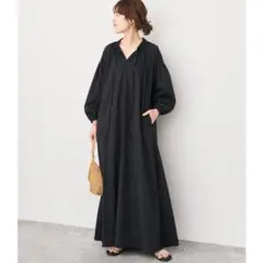 【極美品】Spick & Span 日本製 ブラック ロングワンピース リボン
