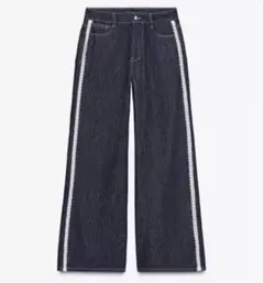 ZARA デニムパンツ サイドライン ワイドレッグ
