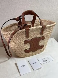 新品未使用CELINE Teen クラシックパニエ／ラフィア＆カーフスキン