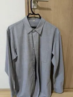 MUJI Labo 紳士 ウール混レギュラーカラーシャツ ライトグレー XL