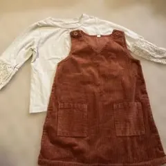 【110cm】コーデュロイワンピースと長袖トップスセット