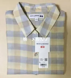 【新品・未使用】ユニクロ イネス コットンシアーチェックシャツ ベージュ L