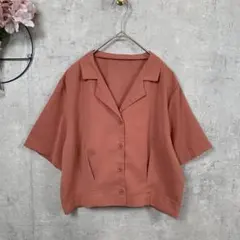 【美品】GRL ブラウス 半袖 クロップドトップ M ピンク 無地 レディース