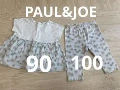 水色花柄トップスとパンツセット 上90下100