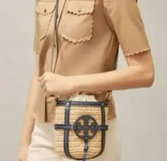 Tory Burch　ミラーストローミニバケット かご ショルダーバッグ