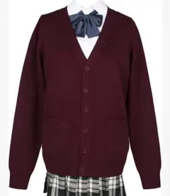 CAMPURE バーガンディ Vネックカーディガン定価2499円