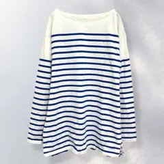 ユニクロ UNIQLO ボーダーオーバサイズT 長袖 綿100% L《a855