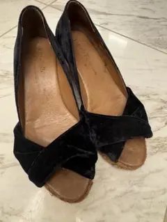 【美品】黒ベルベット　エスパドリーユサンダル