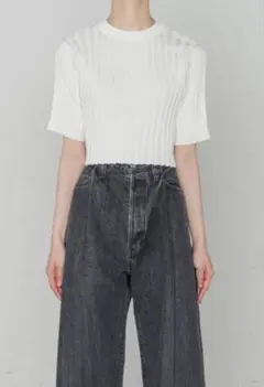 HYKE / WIDE RIBBED SHORT-SLV SWEATERのサムネイル