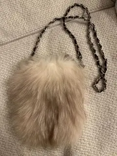 FOXEY ノベルティ ファーショルダーバッグ アイボリー