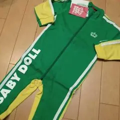 即決2000円 送込80☆新品ツートンラインロンパ