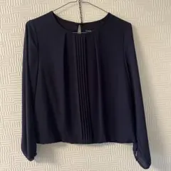 INDIVI ネイビー 長袖 ブラウス プリーツのサムネイル