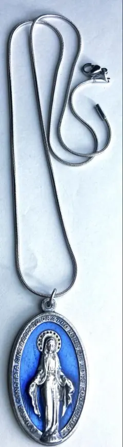 キリスト ヴィンテージシルバーデザインネックレス メダイ　約50cm