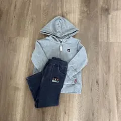 ミキハウス　DOUBLE.B グレー パーカー ボトムス　2点セット　90cm