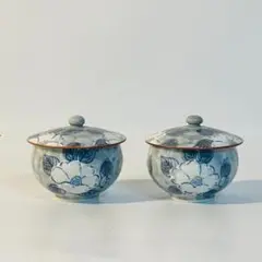 茶道具萩焼茶碗　長谷川清峰☆共箱☆おまけお猪口付き 茶道具 茶箱用三点セット 陶器三点セット 陶器三つ揃 萩焼き