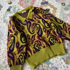 90s主役級　ペイズリー柄　ウールニット　レトロのサムネイル