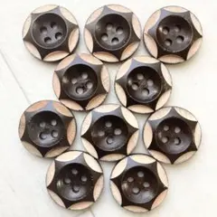 ウッドボタン☆ツートンカラーの飾りボタン☆木製ボタン10個セット