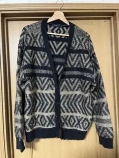 幾何学模様 ニットカーディガン　rageblue