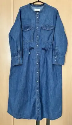 【美品】Samansa Mos2 blue デニムシャツワンピース　体型カバー