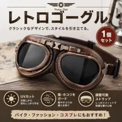 ヴィンテージ ゴーグル ブラウン スモークレンズ オートバイ 調整可能のサムネイル