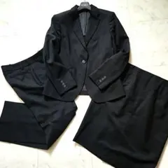 美品 LES MUES スーツ3点セット M 黒 洗える　AOKI　パンツ