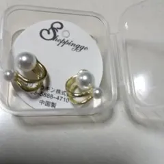 Shoppinggo パール ダブルライン ピアスのサムネイル