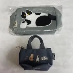 カルディ　ニャンコーヒー＆もこもこ刺繍ポーチセット　グレー