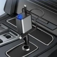 【新品】4in1 シガーソケット カーチャージャー 巻取り式 ケーブル内蔵 PD