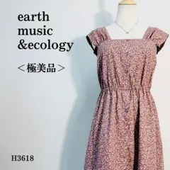 【極美品】アースミュージックアンドエコロジー ノースリーブワンピ 花柄 Fピンク
