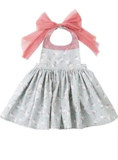 【美品】MARLMARLフラミンゴ柄お食事エプロン ドレス 80-90cm