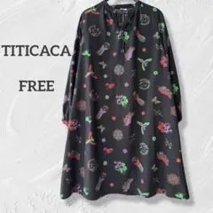 【TITICACA】チチカカ グアテマラモチーフプリントワンピース ブラック F