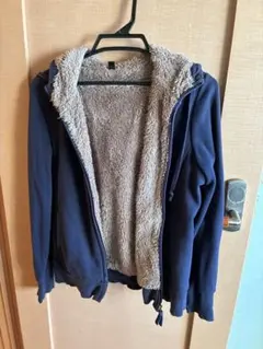 UNIQLO ボア ジップアップパーカー ネイビー