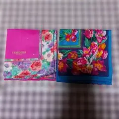 renoma＆KENZO 花柄ハンカチ 2枚セット used