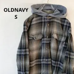 USA古着 OLDNAVY ネルシャツパーカー　　 S モスグリーン　オンブレ