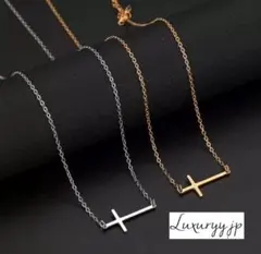 シルバー 人気 ネックレス サイドクロス サージカルステンレス ゴールド