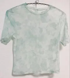 GU ジーユー シアープリントTシャツ 半袖 L グリーン タイダイのサムネイル
