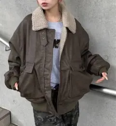 裏ボア合皮ブルゾン sedacle ブラウン