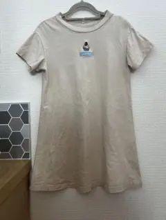 GUベージュ 半袖 ワンピース Aライン130センチ