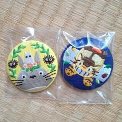 ジブリ　刺繍缶バッチ　2個セット