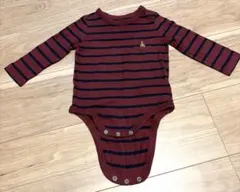 Baby GAP ボルドーとネイビーのストライプロンパース 6-12ヶ月